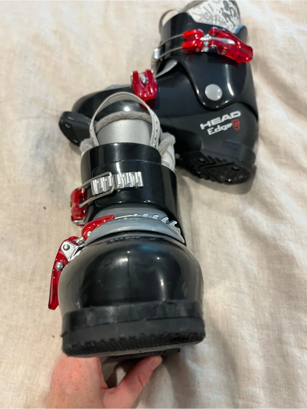 Head Edge Black Kids Ski Boots with Red Buckles 20.0-20.5, 241mm